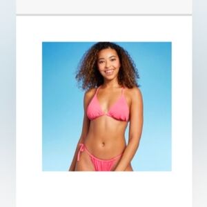 NWT Shade & Shore Pink Ribbed Bikini Triangle Top